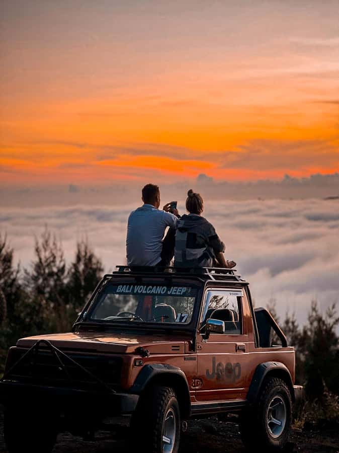 Bali/Mount Batur: Private Sunrise Jeep Tour & Hot Spring - Sunrise at Mount Batur without the uphill trek