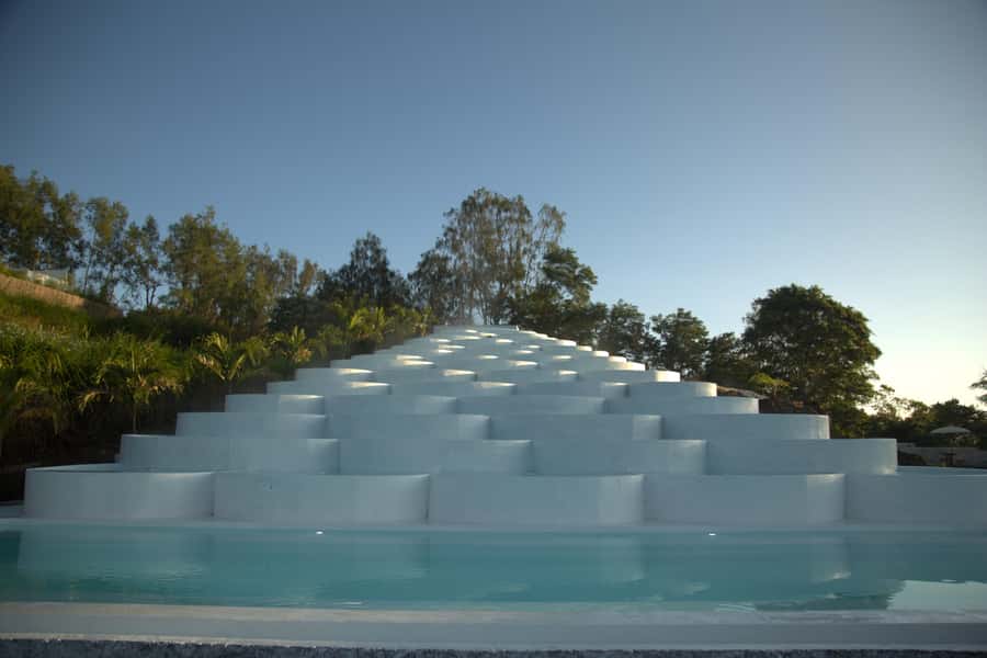 Bali: Natural Hot Spring in Pyramid Infinity Pools - The pyramid infinity pool and sacred geometry design