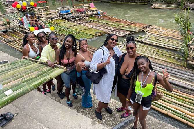 Bamboo Rafting with Limestone Massage from Montego Bay - Settling onto a bamboo raft