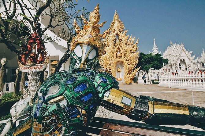 Chiang Rai in a Day: Hot Spring,White Temple,Golden Triangle,Yao&Akha Hilltribe - Wat Rong Khun is the visual centerpiece