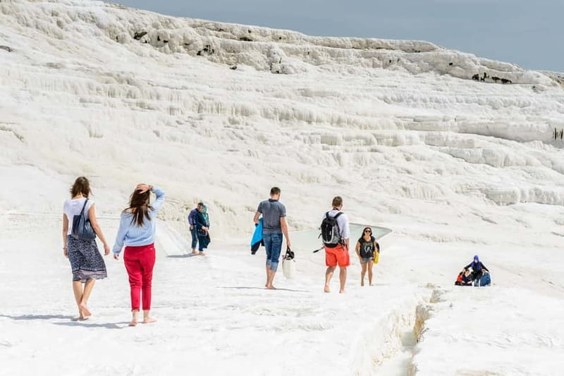 Fethiye: Pamukkale Hot Spring & Hierapolis Small-Group Tour - Arriving at Pamukkale’s white terraces