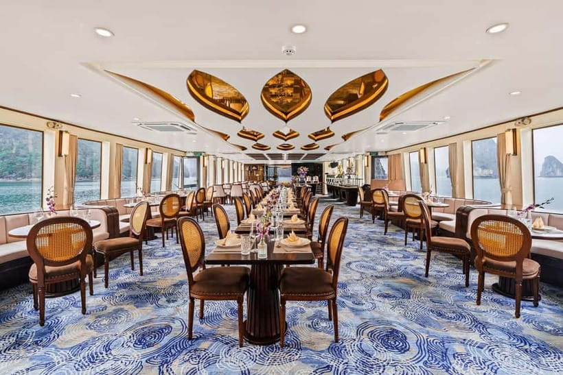 From Ha Long: Luxury Symphony Day Cruise with 2 Jacuzzi Pool - A modern ship with an old-fashioned interior touch