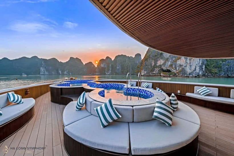 From Ha Long: Luxury Symphony Day Cruise with 2 Jacuzzi Pool - Sunset tea and Jacuzzi time from 15:45 to 17:00