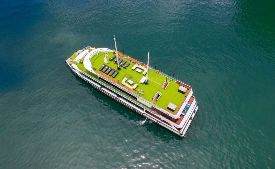 From Hanoi: 1-Day Halong 5-Star Cruise w/Jacuzzi & Limousine - Titov Island for views, swimming, or the jacuzzi
