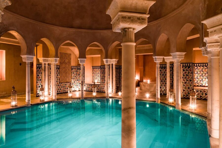From Malaga: Hammam Bath, Kessa and Relaxing Massage Tour - Mint tea in the upstairs lounge