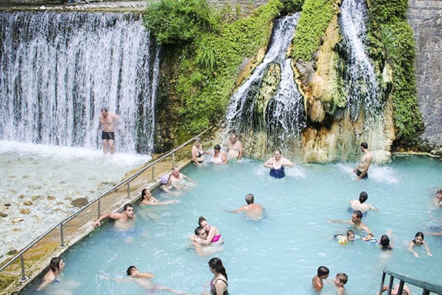From Thessaloniki: Pozar Thermal Springs and Edessa - Pozar’s hot water beside a cold river