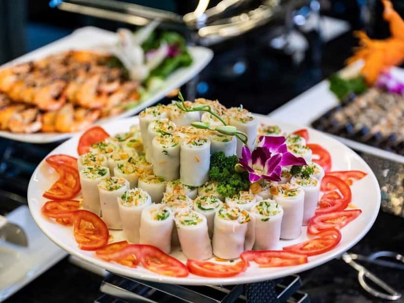 Ha Long Bay Cruise w/ Jacuzzi, Kayak & Limo from Hanoi - Sunset snacks on the return cruise