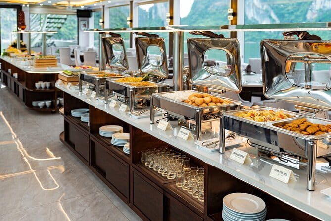 Halong Bay Day Tour Luxury Cruise With Jacuzzi and Buffet Lunch - Buffet lunch with Vietnamese and Western dishes