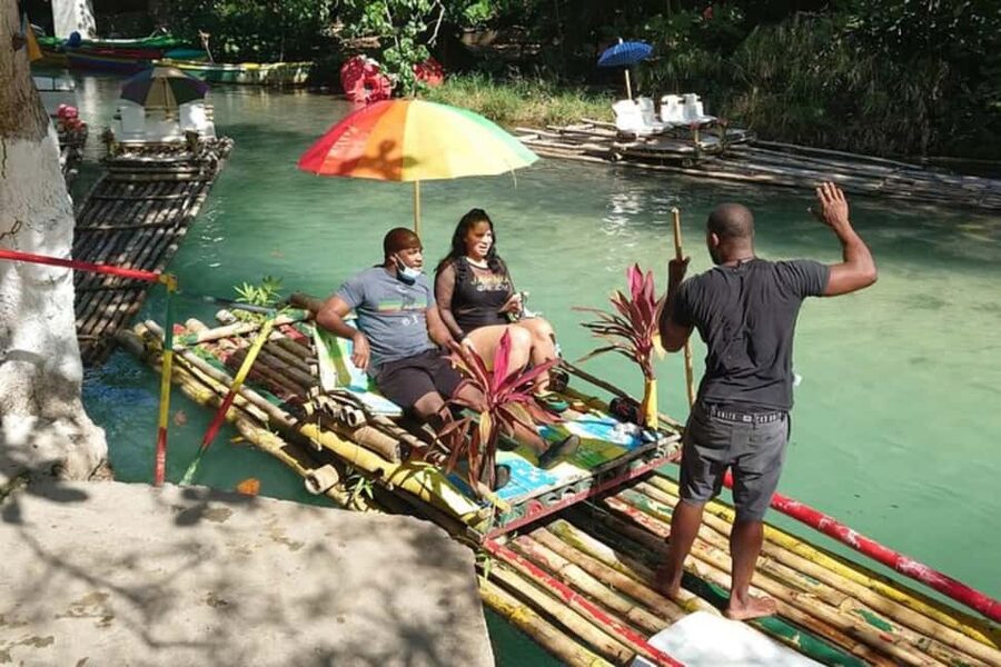 Montego Bay, Jamaica: Bamboo Rafting with Foot Massage - Boarding the decorated bamboo raft