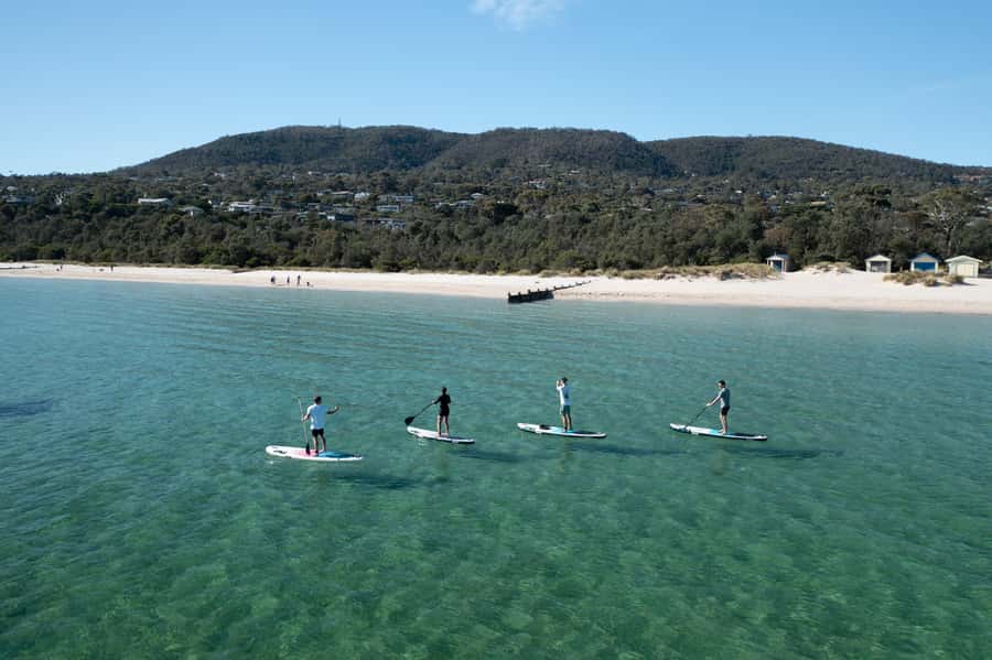 Mornington Peninsula: SUP, Hike, & Hot Springs Trip w/ Lunch - Standing up on Port Phillip Bay