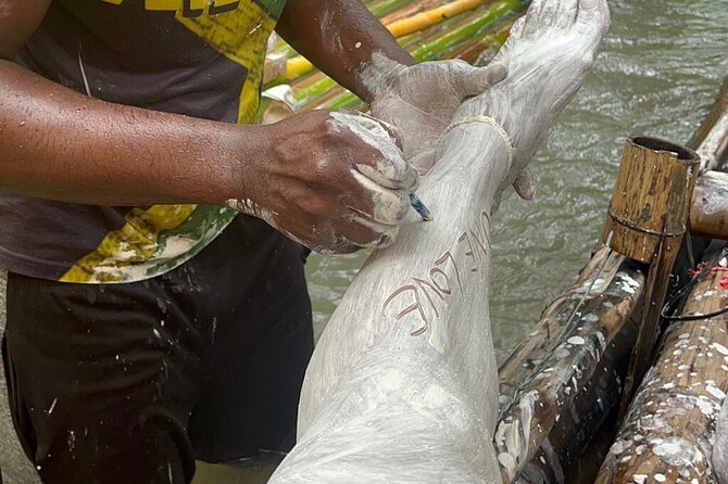 Private Lethe Bamboo Rafting Lime Stone Foot Massage Tour - The limestone massage from feet to knees