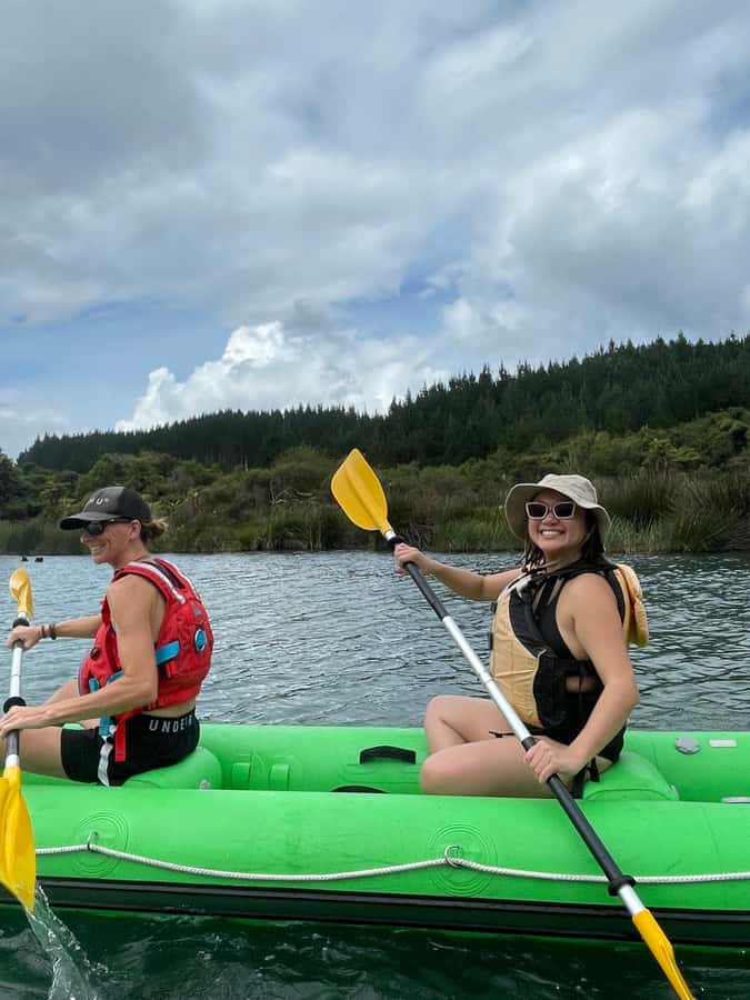 Rotorua: Secret adventure kayaking to natural hot springs - Paddling out on Lake Rotoiti