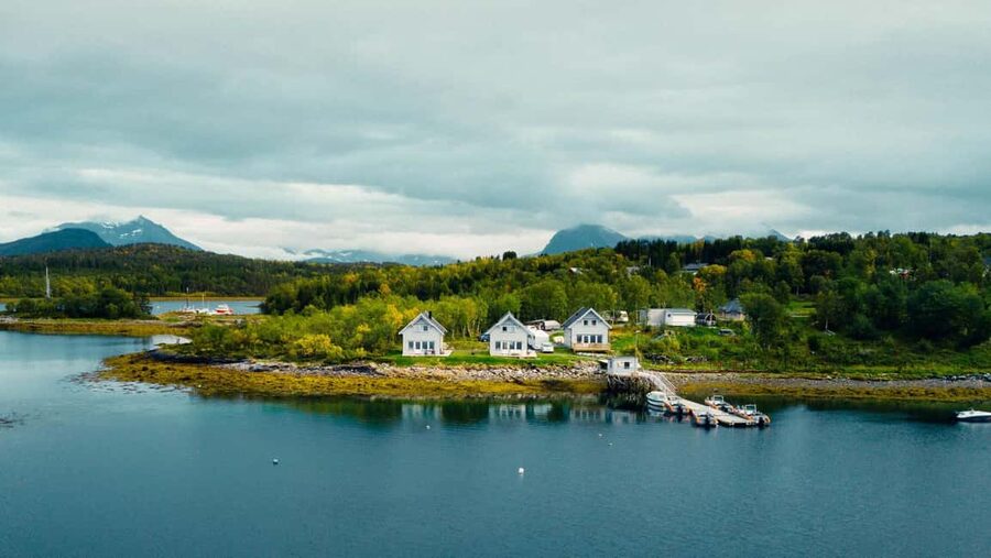 Senja: Wood-Fired Sauna Barrel - The sea dip beside the sauna
